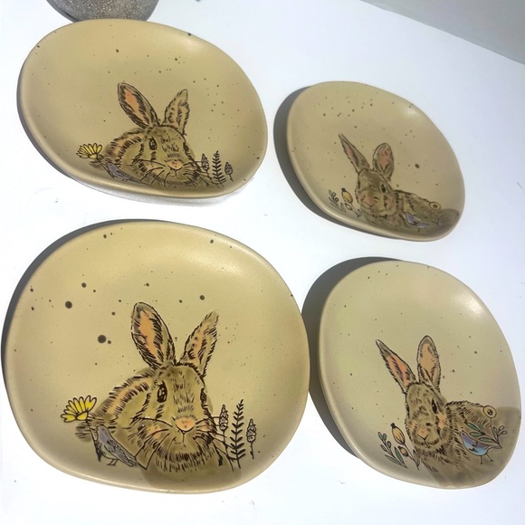Spring Beige Multi-Color Rabbit Spring,6” Easter Dessert/Appetizer Plates NWT - Picture 8 of 14